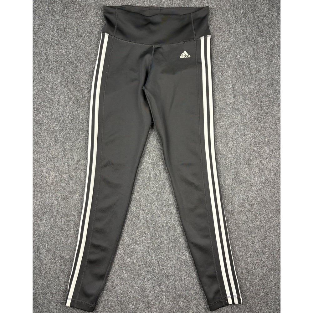 Adidas Climalite Womens Black White 3 Stripe High Rise Leggings Size Medium